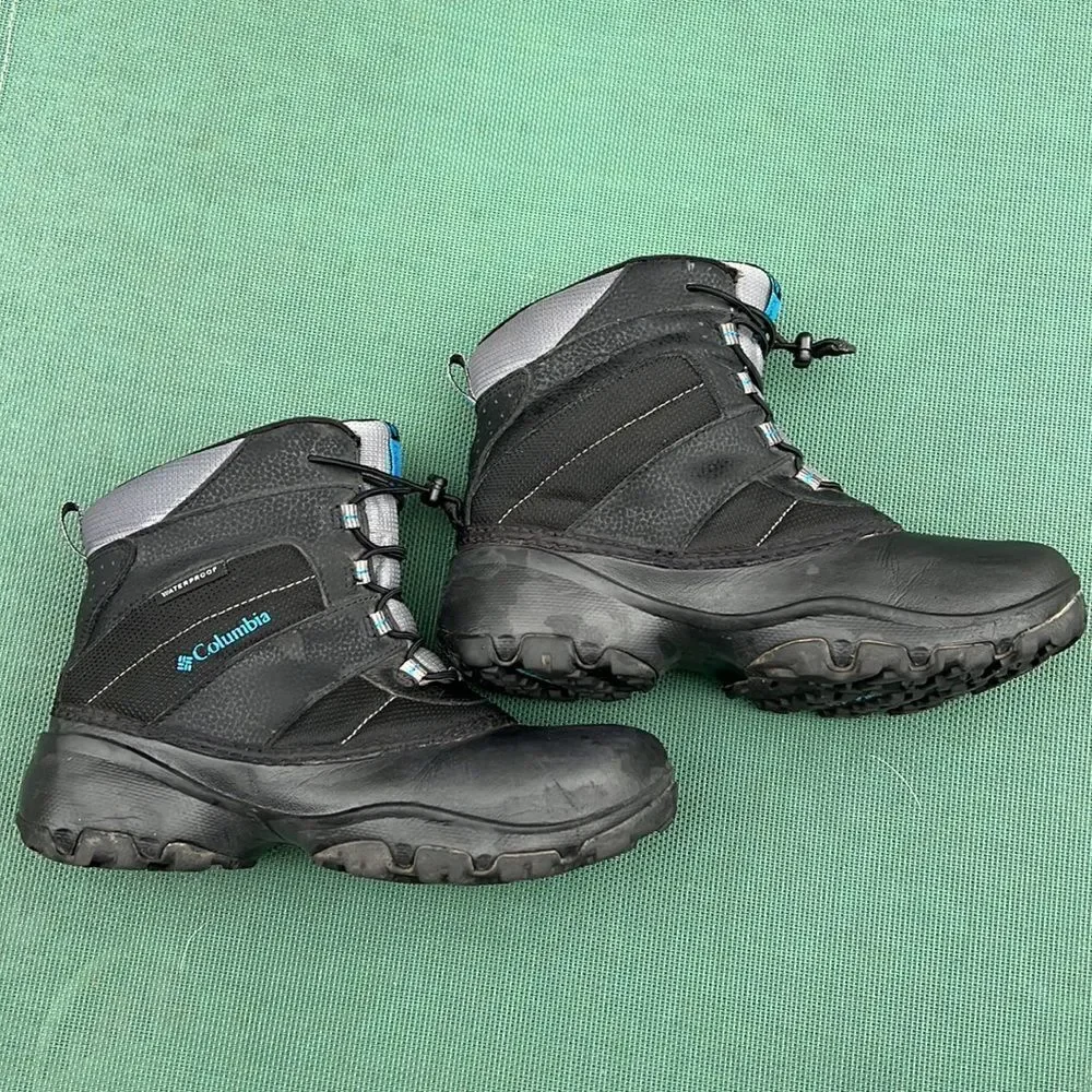 Columbia Techlite Waterproof Winter Boots‎ Youth Black Grey Blue BY1328-010  5